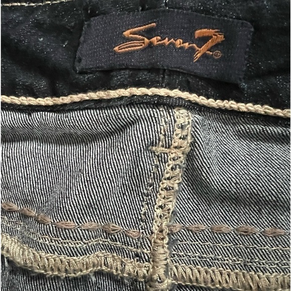 Seven7 Cropped Stretch Jeans Dark Wash Great Fade 21" Inseam Size 10 - Picture 4 of 7